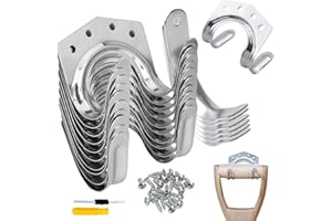 GZcaiyun 18 Stk Gartengerätehalter Haken, Einzelhaken/Doppelhaken Gerätehalter für Garage, Garten, Fahrradschuppen mit 54 Schrauben, 1 Schraubendreher (Silber)