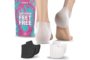 BACK TO ROOTZ 4x Proteggi tallone in gel di silicone morbido. Talloniera da indossare per donna e uomo, allevia il dolore al tallone, calli vesciche e duroni da scarpe scomode (Bianco e Nero, 4 pezzi / 2 paia)