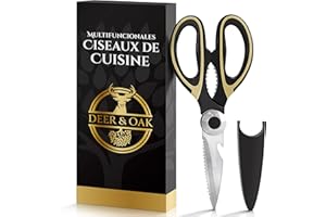 Deer & Oak Ciseaux de Cuisine Polyvalents – Pour Viande & Pizza – Durables & Compatibles Lave-Vaisselle – Usage Quotidien