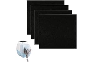 Hoobao 4 Piezas filtros de Repuesto para Caja de Arena de Gato,filtros de Carbono con Forma Cuadrada,Filtros para arenero de Gatos,para Gatos Control de los olores,Negro para Purificadores de Aire