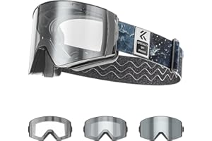 KAPVOE Maschera Sci con Lenti Fotocromatiche & Colorate - Antinebbia UV400 Lenti Magnetiche OTG - Unisex per Uomo Donna e Giovani K721