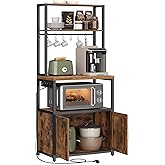 VASAGLE Küchenregal mit Steckdosen, Küchenschrank, 90 cm hoher Arbeitsplatte, Standregal mit 8 Haken, 40 x 60 x 170 cm, vinta