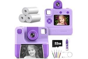 Macchina Fotografica Bambini Istantanea,DIAMOOKY 2,4 Pollici 1080P 26MP Fotocamere Digitali per Bambini con 32GB,Ruota Lente,Giocattolo Regalo di Natale Bambino e Bambina 5 6 7 8 9 10 11 12 Anni
