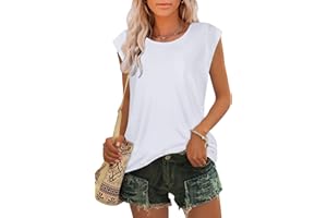 FLORYNOVA Womens Cap Sleeve Tops Summer Loose Fit Tee Shirt Basic Casual Tunic Blouses