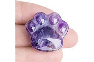 TOGOUS Cat Crystals and Healing Stones, Natural Stone for Anxiety Relief, Emotional Balance & Positive Energy, Pocket-Sized Worry Stones for Stress Relief, Unique Gift for Crystal Cat Lovers (Amethyst)