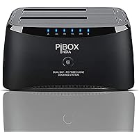 PiBOX India, Dual Bay USB 3.0 to SATA I, II, III Hard Drive Docking Station Upto 12TB for 2.5 or 3.5in HDD, SSD with Hard Dri