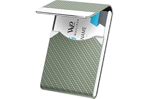 Waylipun Business Card Holders, Professional PU Leather & Stainless Steel Business Card Case, Slim Metal Pocket Card Holder with Magnetic Shut - Keep Business Cards in Immaculate Condition (Greenk)