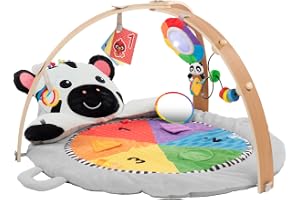 Baby Einstein Zenens aktivitetsmilstolpar plysch gym med trästång, för spädbarn till småbarn, 0-12 månader, maskintvättbar