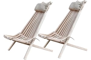 Gov Wood Sedia a sdraio pieghevole in legno, con cuscino in iuta, design ergonomico, per interni ed esterni, durevole ed elegante, 2 x 106 x 56 x 86 cm