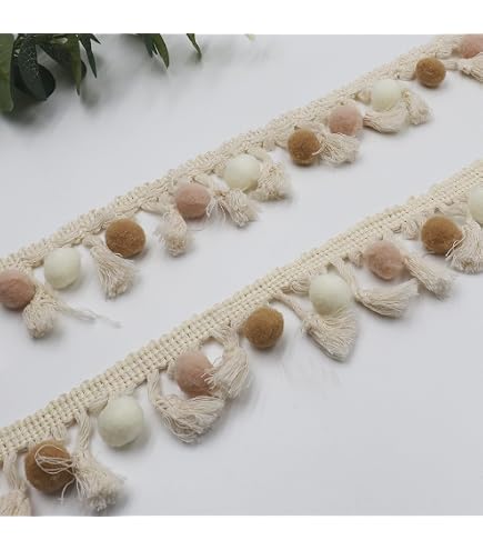 Ruban Frange Pompons – 4,5 Mètres – Pour Couture, Déco Vêtements, DIY – Multicolore – Doux Et Lavable - 10
