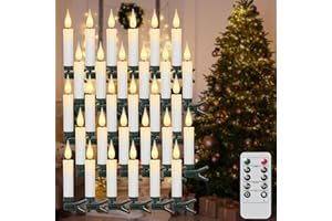 ‎ELDNACELE Eldnacele 30 stk LED Lichterkette Kerzen mit Fernbedienung, Timer und Dimmer, Kabellos Kerzenlichter mit Clip, Flammenlose Weihnachtskerzen für Tannenbaum Weihnachtsbaum, Hochzeit, Geburtstags, Party