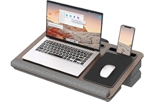 ‎PUTORSEN PUTORSEN Laptopkissen für Bett mit Kissen, Laptop Ständer Mausunterlage Passen bis zu 17,3 Zoll Notebook, Höhenverstellbar Lapdesk mit Tablet und Telefon Rille für Lernen