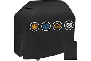 Jsdoin Pokrowiec na grill – Odporny na warunki atmosferyczne, wodoodporny, odporny na kurz, wiatr, promieniowanie UV i rozdarcia, z rzepami i miejscem na boczne półki grilla (145 x 61 x 117 cm)