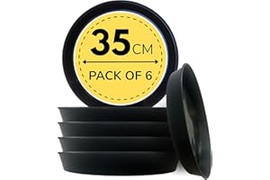 Growers Own 35cm Round Plant Saucers – Pack of 6 Heavy Duty Planter Drip Trays. Protect Surfaces from Water Damage & Stains. Weatherproof & Easy to Clean. Durable For Indoor & Outdoor Use. Black