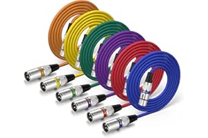 EBXYA Câble XLR 2M/6FT XLR mâle à femelle 6 packs de couleurs pour microphone Audio Mixer-3 broches câble de raccordement de scène équilibré