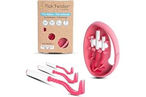 Tick Twister 3 Zeckenhaken für Hunde, Katzen und Menschen – Zeckenzange 3er Set mit Aufbewahrungsbox Sicheres Entfernen ohne Schmerzen – Ideal für Outdoor-Aktivitäten (Rosa, 1er-Set)