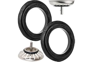 Siebkörbchen Lippendichtung, 2 Stück, Ø 43 x 27 mm, universal Gummidichtung in Schwarz, Ersatz Dichtring Set Spüle Küche Abfluss, Spülbecken Dichtungsring Abflusssieb, Siebkorb Dichtung Ablauf Ventil