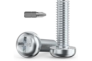 Valorada 20Pcs M4 Screws, M4 x 14mm Pan Head Machine Screws, Phillips Drive, Fully Threaded, Zinc Steel, Bright Finish with Bit