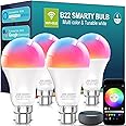 Keepsmile B22 Smart Light Bulbs, 10W WiFi Bluetooth Music Sync Color Changing RGBWW Smart Bulbs That Work with Alexa, Google Assistant & Google Home, Dimmable 800LM & 16 Million Colors LED Bulb (4)