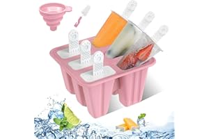 OPAHUTER Eisformen Silikon, 6 Zellen BPA Frei EIS am Stiel Formen mit Stöcken, Wiederverwendbare Eis Pop Formen, Leicht zu Lösende Lebensmittelqualität Eisformen Silikon für Erwachsene und Kinder