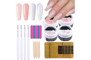 GZSYY Aufbaugel für Gelnägel Set Builder Gel für Nägel Fiberglas Nägel Starterset UV Aufbaugel Transparent Nudefarben Weiß Rose Gel Nägel Set