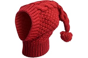 Qkbuza Knitted Hat, Fall Winter Warm Hat for Dog, Puppy Cozy Hood with Earmuff Cute Pet Apparel Neck and Head Protector for Small, Medium, Large Dogs