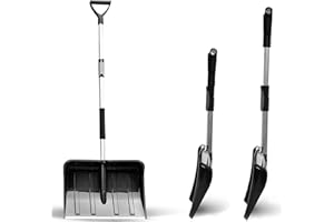 Prime Garden® Alpen TELESKOP 50cm Schneeschaufel Schaufel Schneeschieber Schneeschippe - D-Griff Alustiel Alukante Teleskopisch (Schwarz)