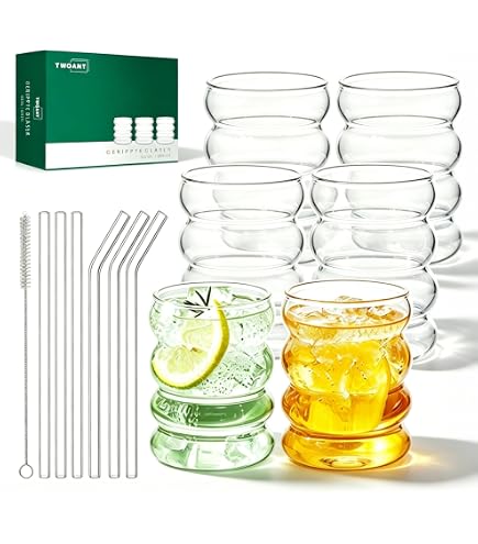 Lot De 2 Verres Transparent Vague 300 Ml - Verres Bulles Design Pour Café, Jus, Cocktails