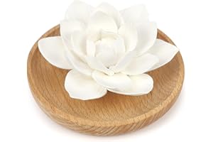 MUMJOOYI Diffuser Ätherische Öle mit Duftstein für Ätherische Öle Aroma Duftstein Lotusblüte Mini Diffusorstein Set mit Hölzerner Räucherkiste für Schlafzimmer Wohnzimmer Spa und Bad