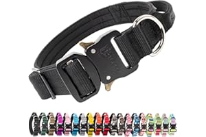 TSPRO Premium Collare per Cani, Regolabile Collare Tattico con Maniglia e una Robusta Fibbia Metallica a Sblocco Rapido, per Cani di Taglia Media a Grande (Nero M)