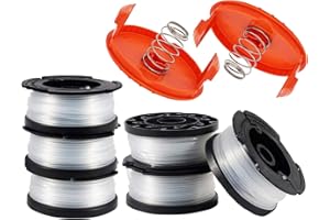 POWEKA Strimmer Spool for Compatible with Black & Decker AF-100 String Trimmers Replacement Part, 30ft 0.065" Autofeed Weeding Eater Spools with RC-100-P Spool Cover Cap for Electric Trimmers