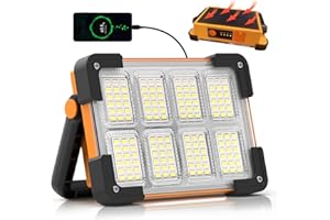 Dancingboar Faretto LED Ricaricabile Solare,30W Faro LED Ricaricabile 4 Modalità di Illuminazione SOS Flash, 5400mAh Batteria Lampada da Lavoro per Riparazioni Auto, Garage, Campeggio