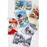 6lı Simli Kartpostal Seti, Yılbaşı, Kardan Adam