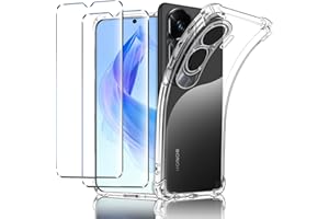 New&Teck - Funda Carcasa para Honor 90 Lite 5G + 2 Vidrio Templado Protector de Pantalla, Funda de Silicona TPU Flexible, Bumper con Esquinas reforzadas, protección Clara. (Transparente)