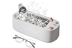 WYFCR nettoyeur à ultrasons, Nettoyeur à ultrasons professionnel portable pour lunettes nettoyeur de bijoux avec 3 réglages de temps pour bijoux, dentistes, montres, lunettes, têtes de rasoir, bagues