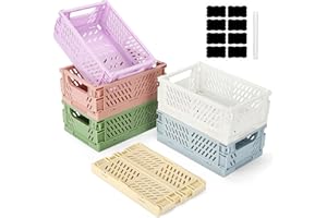 Royouzi Klappbox, 6 Stück Klappkiste Aufbewahrungskorb (15x10x5,8CM) Körbe Aufbewahrungskiste, Stapelbar Aufbewahrungsboxen für Küche, Bad, Büro, Schlafzimmer, Klassenzimmer, Schrank, Schublade
