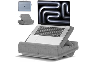 RYSKER Laptopkissen mit 3 verstellbaren Winkeln, Laptoptisch für Couch mit Handgelenkauflage, Laptop Stand mit Kissen passt bis zu 16″ Laptop für Arbeiten außerhalb des Bettes