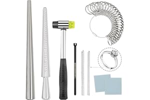 WOOPIN Ring Sizer Mandrel UK Ring Making Tool Kit Ring Shaper Tool Fix Bent Rings Metal Size Measuring Repair Kit with Jewelry Mallet