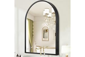 HLFMVWE Arch Wall Mirror, Black Metal Framed Bathroom Mirror, Arched Wall Mounted Vanity Mirrors for Bedroom Entryway Living Room 40 x 30cm