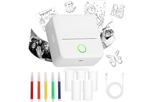 XSpecial Mini Pocket Thermal Printer, Portable Printer Inkless Photo Printer, Wireless Receipt Printer for Notes, DIY Painting, Android & IOS Compatible, With 5 Thermal Rolls & Color Pens