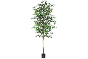 ‎FOPAMTRI Fopamtri Künstliche Pflanzen Groß 180 cm Ficus Benjamina Kunstpflanze mit Naturholzstamm, Zimmerpflanze Kunstbaum im Topf für Zuhause Büro Balkon Dekoration (1 Stück)