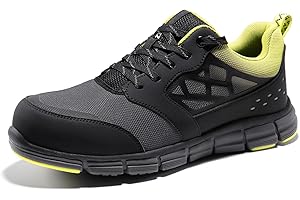 SPIEZ Chaussures De Sécurité Hommes,Chaussure De Securite Legere Respirantes Basket Securite Homme pour Un Usage Travail et Quotidian Noir/Vert EU 40-46