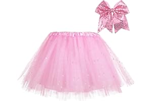 TANZDUNSJE Spódnice Tutu dla dziewczynek 3 warstwy z podszewką z fryzurą, dziecięca spódnica baletowa Tutu różowa czarna czerwona Tutu, Halloween Tutu dla 2-8 lat