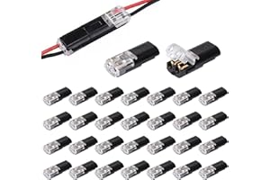 Pumwoy 30 Pezzi Connettori Elettrici Rapidi per 18-22AWG, Connettori Per Cavi A 2 Poli 12v, Connettori Bassa Tensione Senza Spelatura, Connettore 2 Pin per Auto, Audio, Video, Altoparlanti