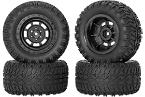 RC Station 12mm Hex RC Wheels and Tires for 1/14 Hyper Go H14BM 1/16 Traxxas Erevo Tires and Wheels for Traxxas RC Short Course Truck 1:10 Scale Riaario Amoril Mini RC Truck Tires Wheels PreGlued 4PCS