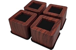 aspeike 3 Inch Square Furniture Risers 7.5 cm Heavy Duty Bed Lifts that Can Support Up to 2,200lbs /1,100kg - Made from Durable Plastic with a Dark Wooden Finish Fit for Couches, Sofa, Bed and Table