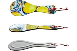 GMM POGGIA MESTOLO CERAMICA, PORTA CUCCHIAIO, ACCESSORIO DA CUCINA, UTENSILE DA CUCINA MULTIUSO CON STAMPA MAIOLICHE, CM 28