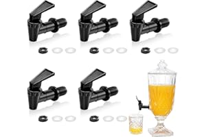 HORREX 5 Stück Kunststoff Getränkespender Zapfhahn Hahn für Kanister Auslaufhahn Kanister Zapfhahn Wasserspender Ersatzzapfen Kunststoff Ersatzzapfen Geeignet für Kalte und Heiße Getränke Schwarz