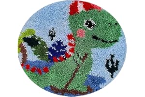 YOOTOM Knüpfteppich Zum Selber knüpfen, Knüpfsets Latch Hook Kit Selbst Knüpfen Set für Kinder und Erwachsene, Farbmuster vorbedruckt，45x45cm