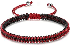 JENDEAR SHINE Bracelet en Corde Tressée Femmes Hommes, Filles Garçons Anniversaire Amitié Couple Cadeaux Bijoux Faits à la Main Corde Noire Corde Rouge